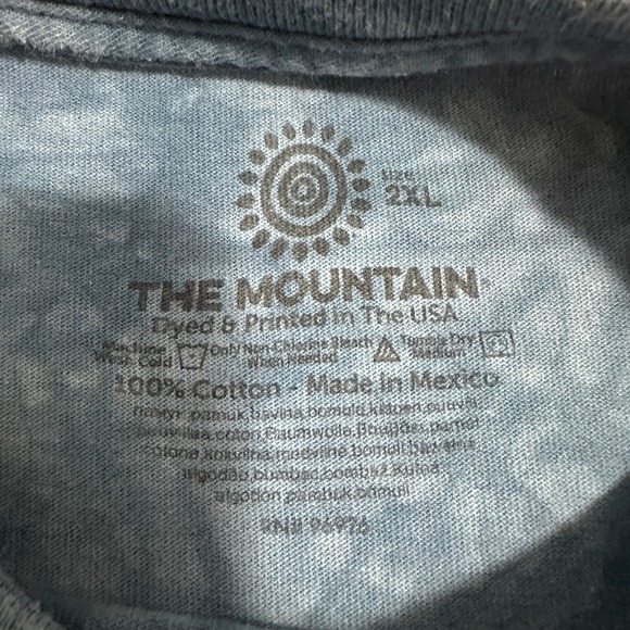 The Mountain Tie Dye Horse Eagle Wolf American Flag Graphic T-Shirt Blue Men 2XL - Picture 9 of 12